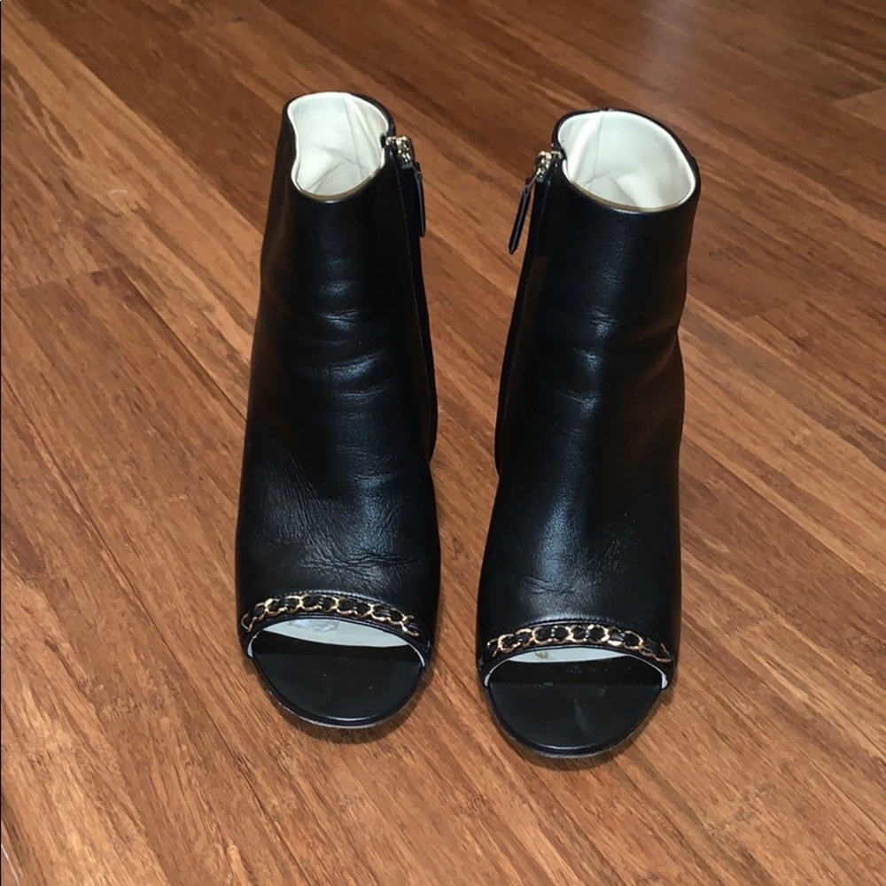 CHANEL Lambskin Open Toe Short Booties